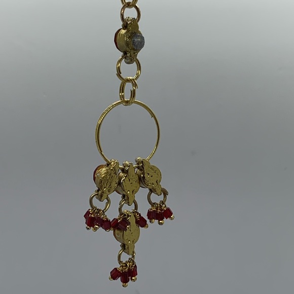 Yellow Gold Tone Pendant With Red Stones - Picture 4 of 6